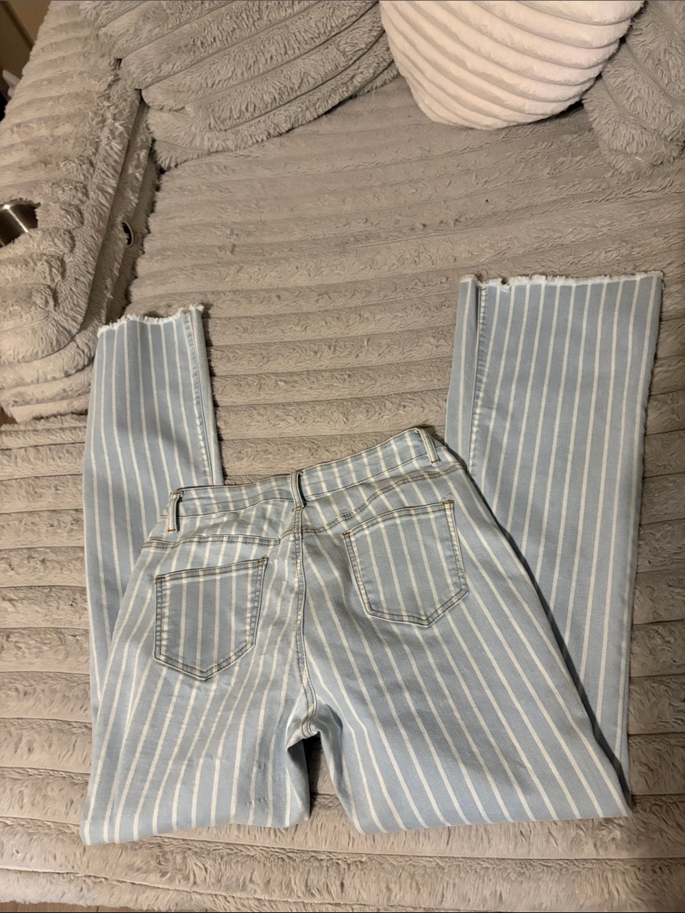 Striped denim jeans